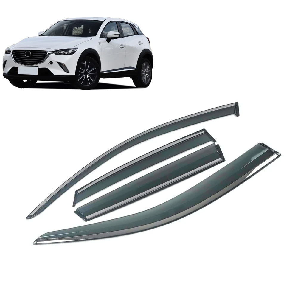 For MAZDA CX-3 2016-2019 Car Window Sun Rain Shade Visors Shield Shelter Protector Cover Trim Frame Sticker