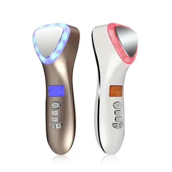 Portable Hot cold Facial Massager Cool Face and Neck Wand Sonic Wave Lift Ultrasonic Vibration Skin Care massager