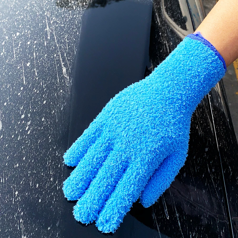 Three Pairs Microfiber Dusting Gloves Washable Cleaning Gloves Reusable  Mittens for House Kitchen Cleaning Car Blinds Lamp