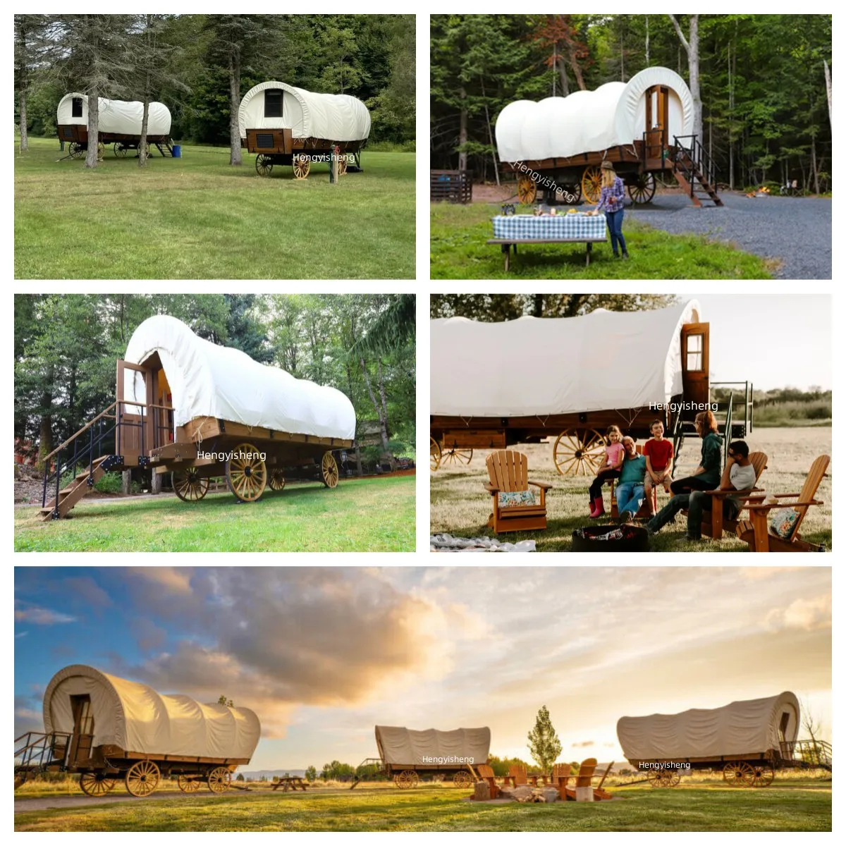 Outdoor Luxury Family Tent Conestoga Wagon Carriage Tent On Wheels