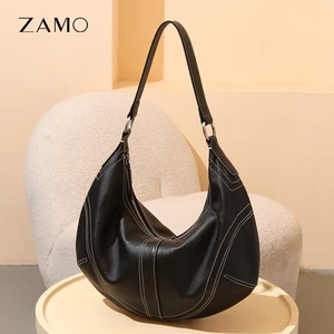 Wholesale 2026 New Fashion High-end Genuine Leather Ladies Handbags Half Moon Armpit Shoulder Bag for Women