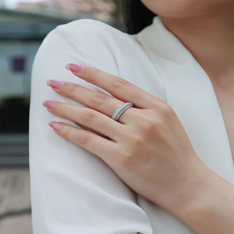 SGARIT Moissanite Wedding Eternity Band Ring Full Diamond 925