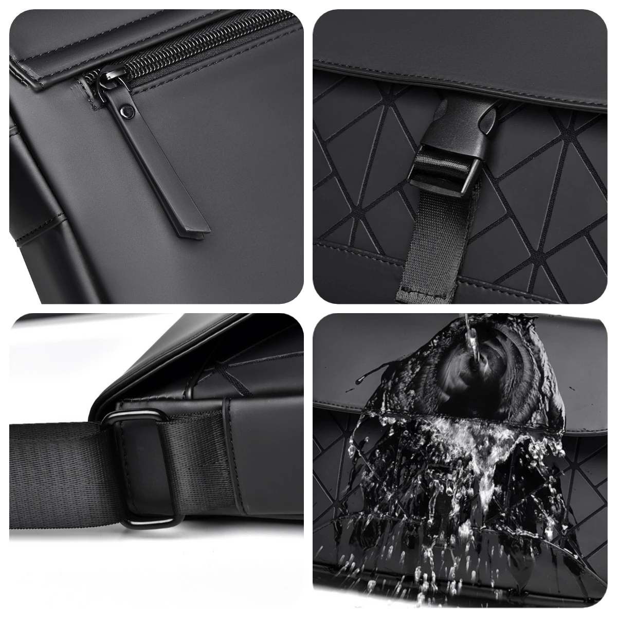 Unisex New PU Leather Crossbody Bag with Fashionable Design, Waterproof Function Diamond Grid Decoration Men's Womens Chest Bag