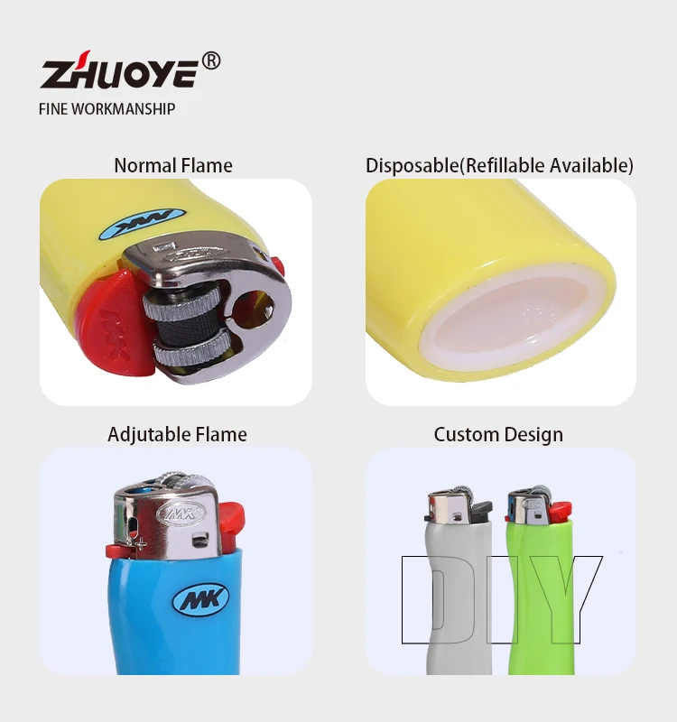 Fire Encendedores Cigarette Branded Lighter Custom Logo Refillable Gas Flint Disposable Lighter