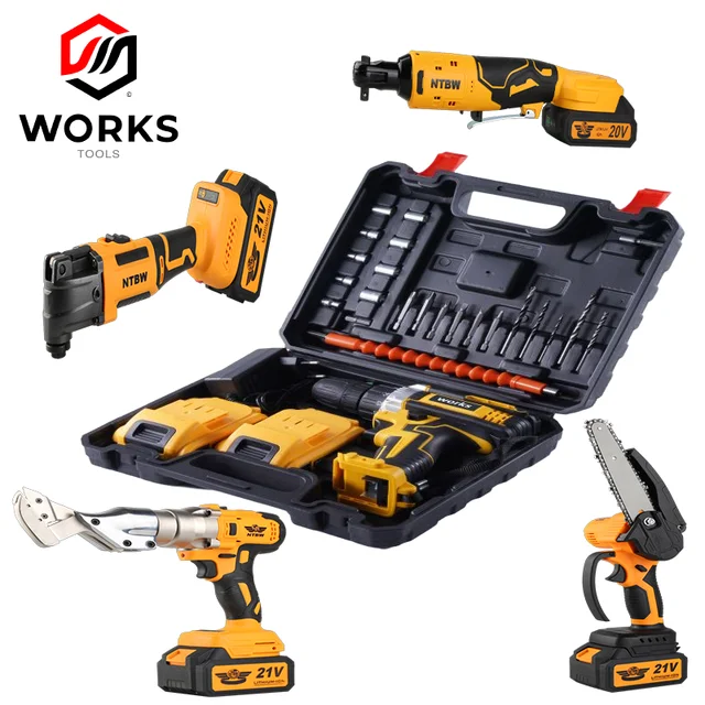 WORKS wireless power tools set multipurpose motorcycle serviceable 20v cordless power drill power tool sets