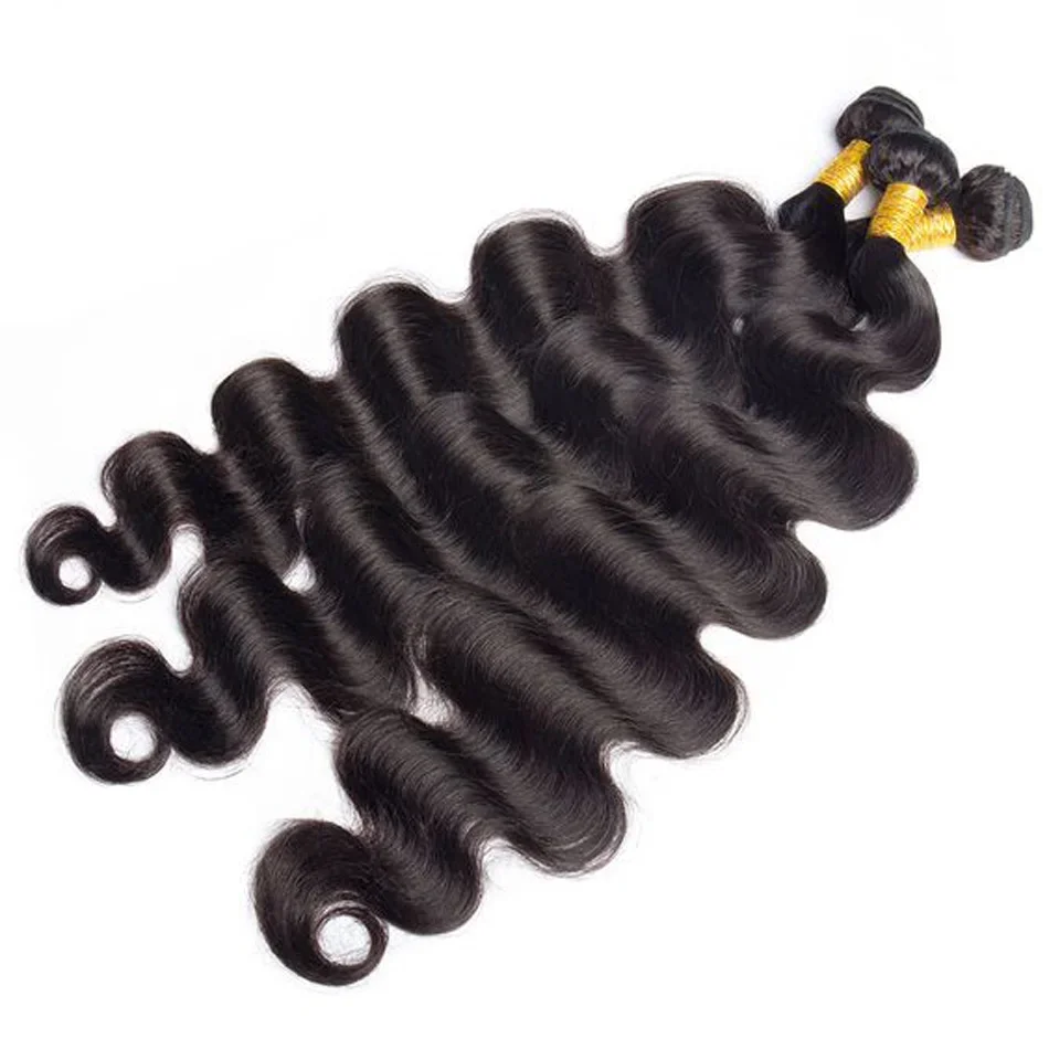 4pcs Human Hair Body Wave Bundles Peruvian Remy Human Hair Natural Black Color 100% Human Hair Quality For Women Bundles_voghion.com