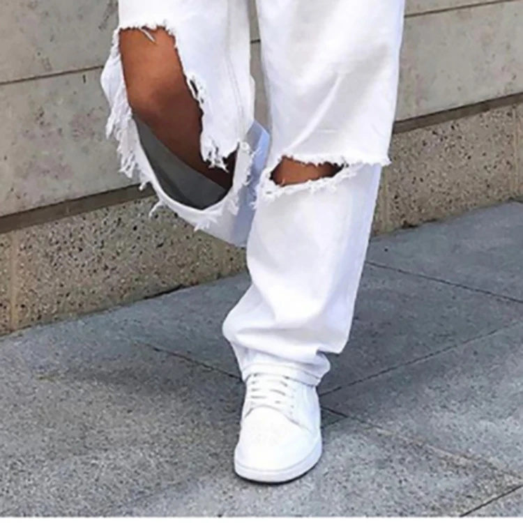 white baggy ripped jeans