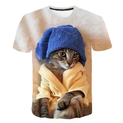 Camiseta con estampado 3D de animales para hombre, camisa de manga
