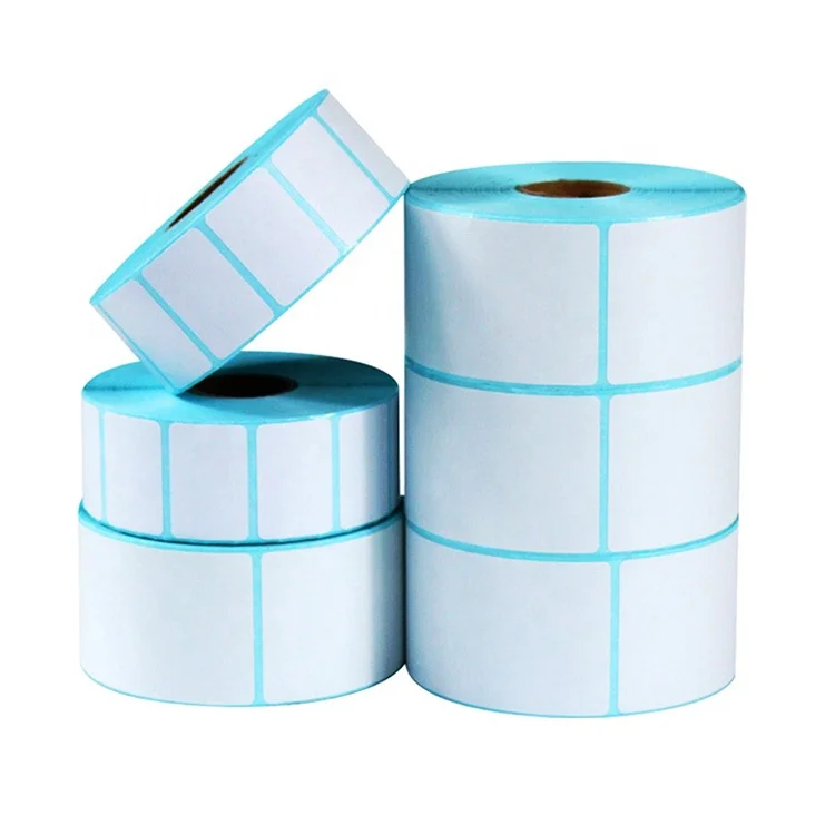 Self Adhesive Thermal Paper Label Sticker Roll With Paper Top 80gsm Bottom 90gsm Yellow Release Paper