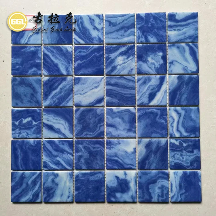 high end glass mosaic tile blue for wall floor decoration and swimming pool