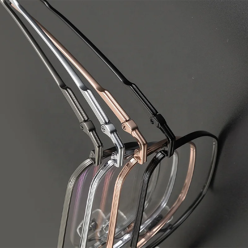High-End Business Retro Computer Style Ultra Light Pure Titanium Luxury Eyewear Glasses Frame Men Anti-Reflection Glasses Case