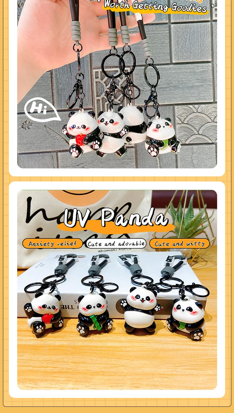 product cartoon pvc panda keychain electroplating four styles optional car keychain bag pendant christmas wholesale promotion rubber460-65