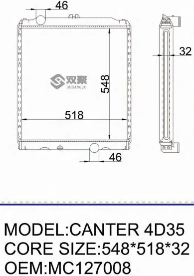 三菱坎特4D35 OEM编号MC127008高品质新型铝塑料散热器水箱