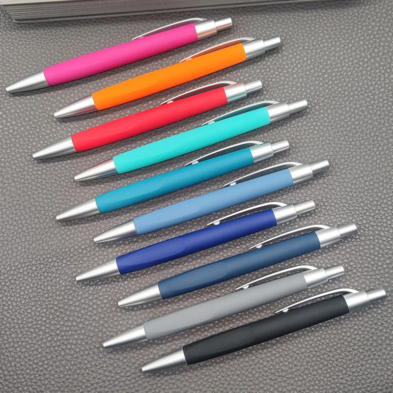 Advertising Gift Cheap Custom Logo Printed Westin Hilton Hotel Retractable Click Soft Rubber Coated Plastic Promotional Ball Pen