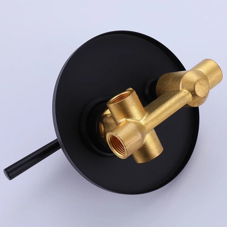 Juego de mezclador de ducha de lluvia oculto para baño frío y caliente de dos funciones, negro