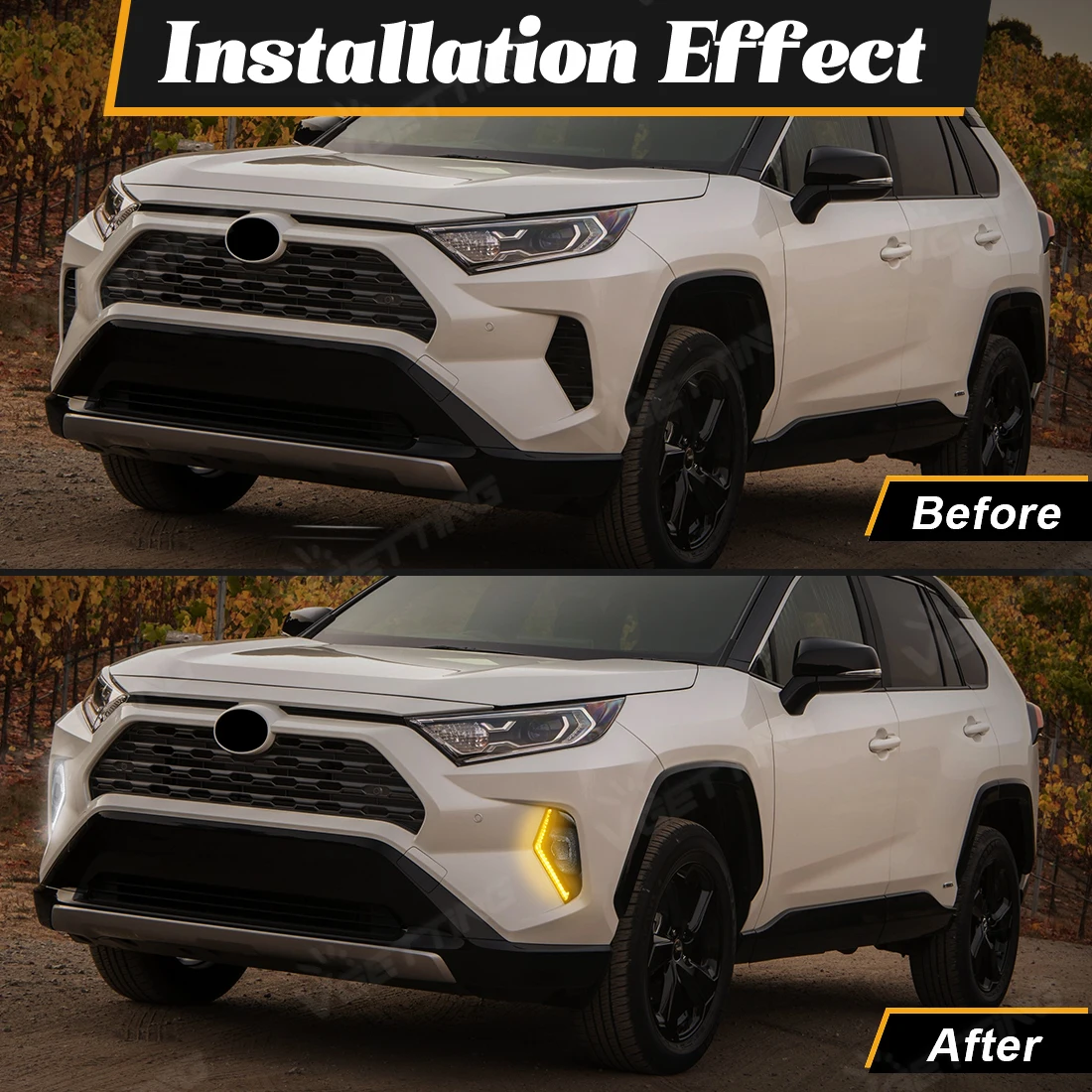 LED Fog Lamp With DRL – Fits Toyota RAV4 2019-2025 (White, 6000K, Pair)