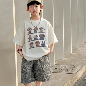 Teenage Child Summer Suit for Boy Casual O-Neck Quick Dry Tracksuit Polo Shirt Shorts Two Pieces Clothing Set