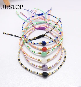 Wholesale Classic Style Natural Stone Rice Bead Woven Pull Ladies Jewelry Elastic Bracelet for Girls Friendship Bracelet