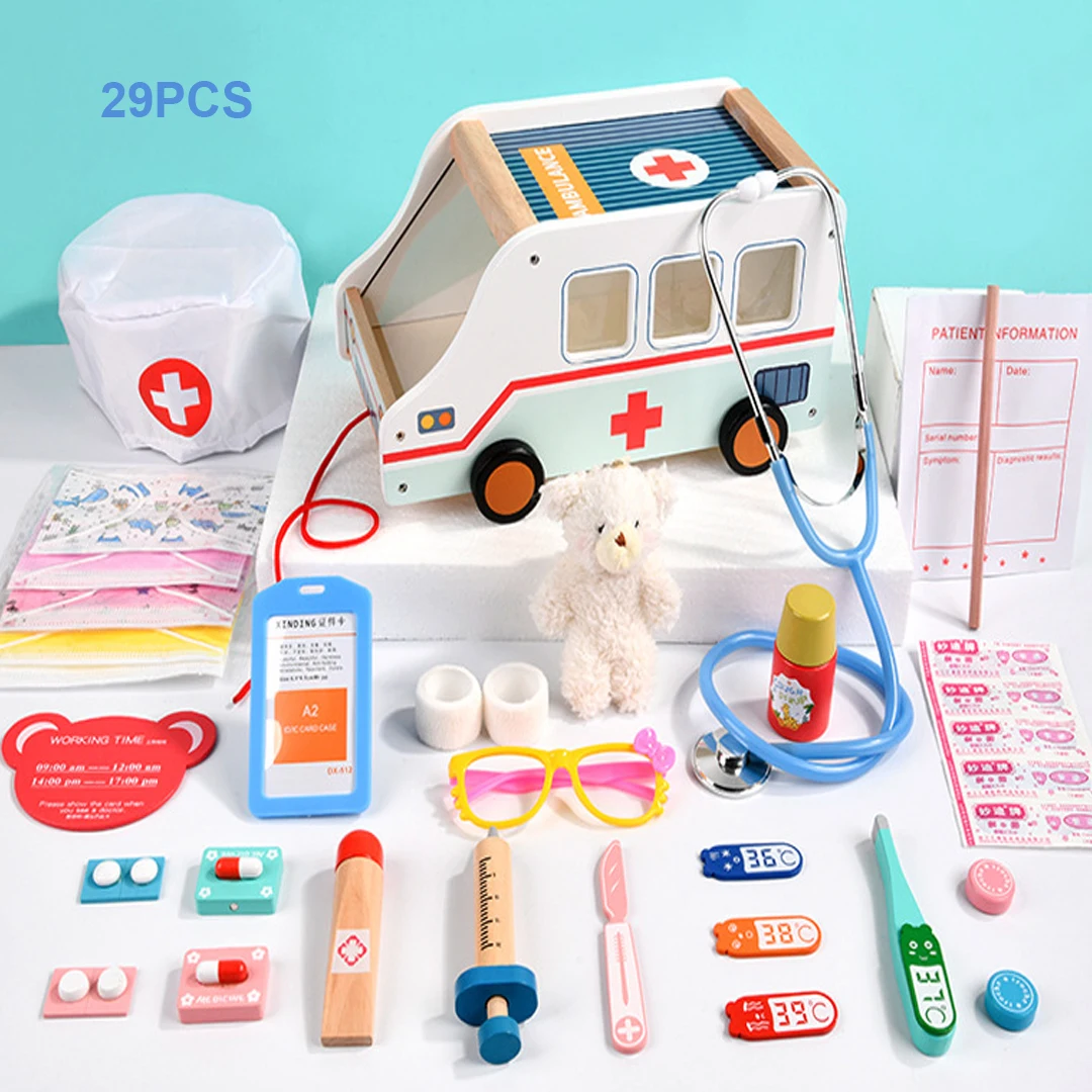 Детский деревянный врачебный набор игрушки детский игры для ролевых игр скорой помощи медицинский Стоматолог