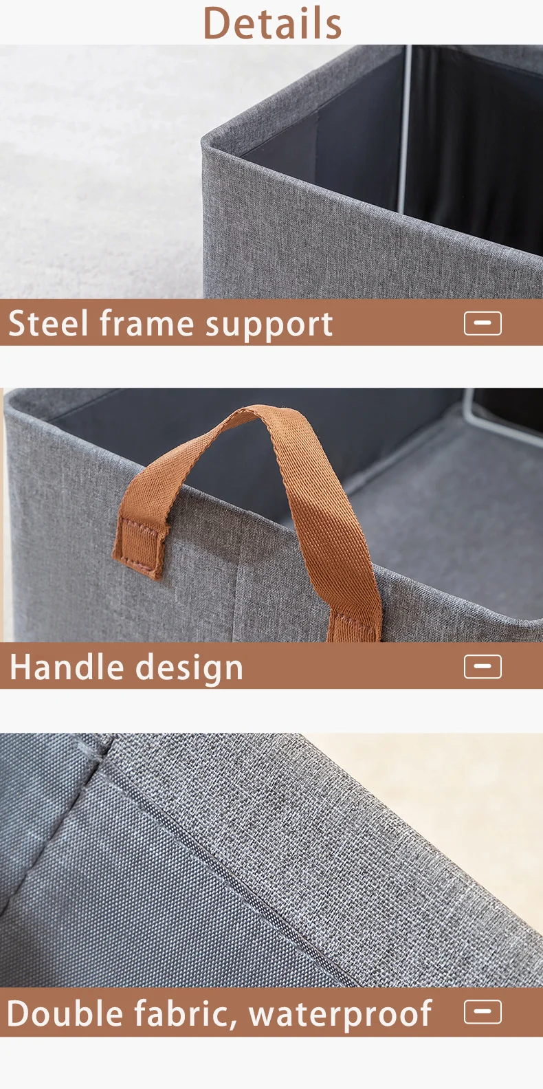 Linen Foldable Collapsible Steel Frame Storage Boxes 26kg Capacity for Home Clothing Household Items Modern Style Closet supplier