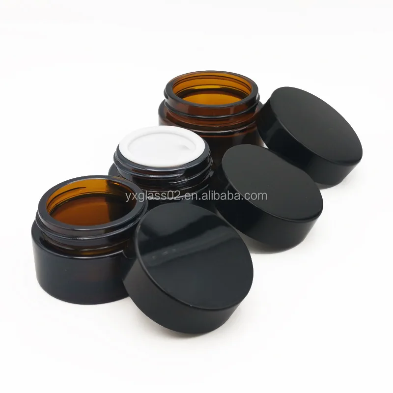 Wholesale amber empty round face cream glass jar with screw lid 10g15g20g30g50g manufacture