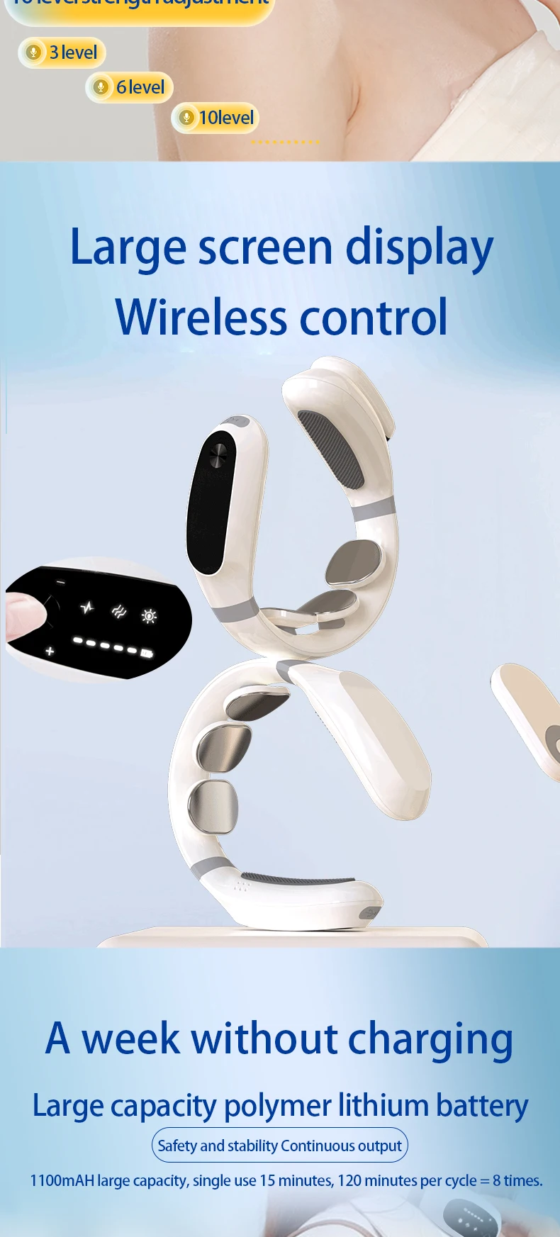 HEZHENG New Best Selling Smart Neck Massager with TENS Health Wellness Care Therapy Treatment Pain Relief Device