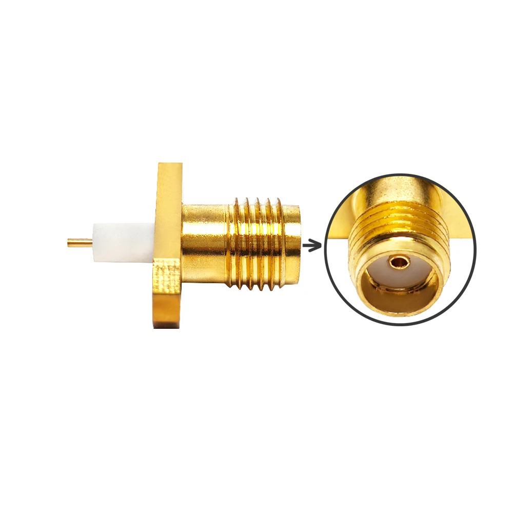 Factory Price 50 Ohm SMA Female Jack 2-Hole Flange Panel Connectors PCB Mount SMA Edge Chasis PTFE RF Coax Coaxial Connector