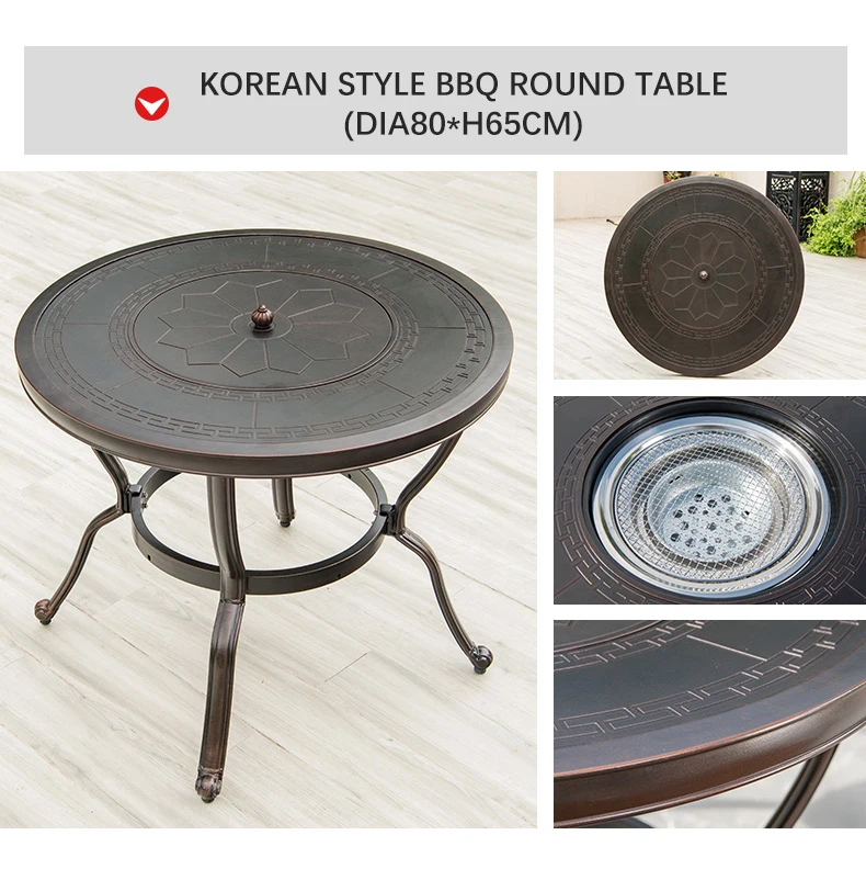 Hotsale Korean Style Barbecue Tables 80mm Outdoor Cast Aluminum Bbq