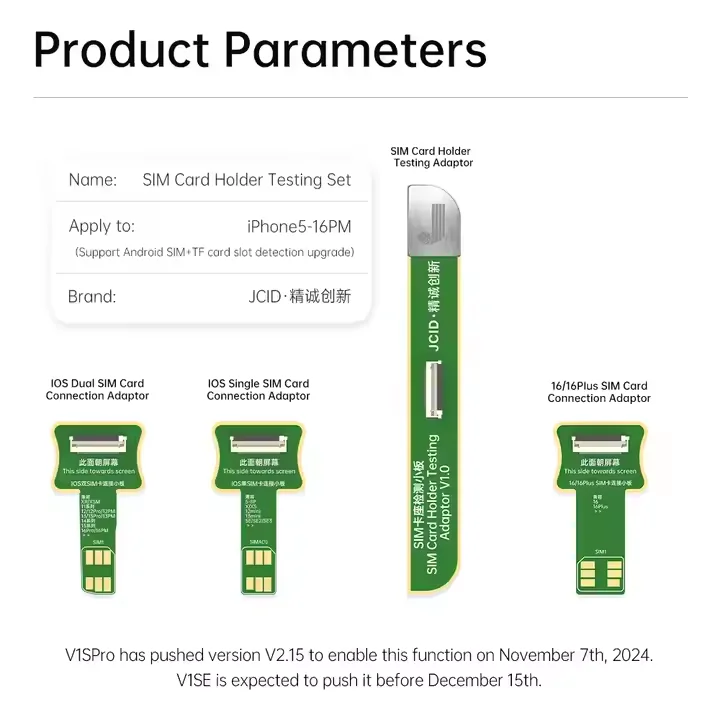 Compatible with 16/15/14 Series - JCID V1S PRO SIM Card Testing Set for Single/Dual SIM Connection