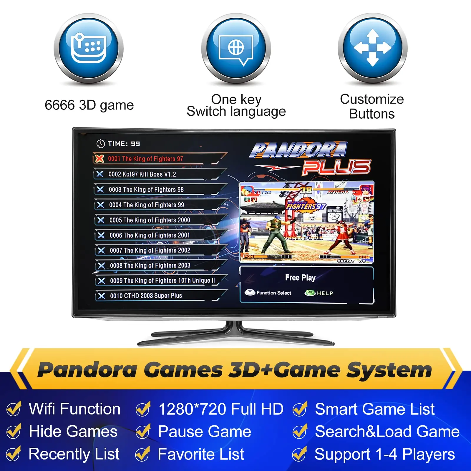 2800 in 1 Pandora Game Box Kit - CX Console Games Joystick