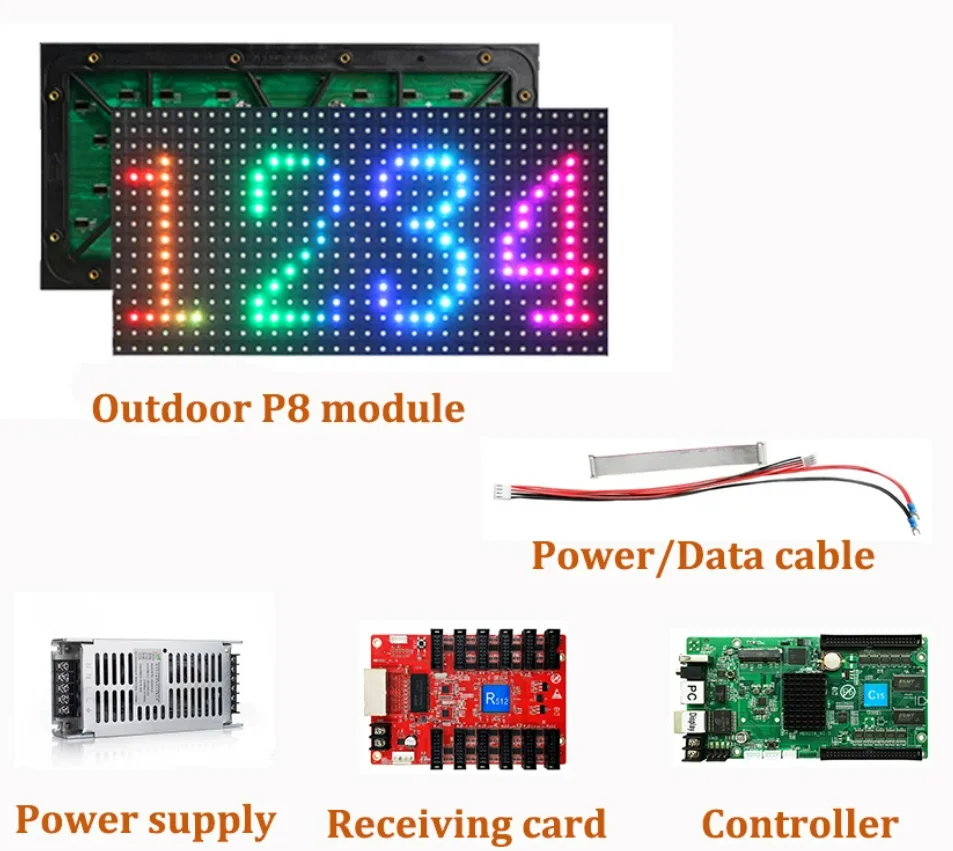 Outdoor Indoor Waterproof 320*160mm RGB HD LED Panel P10 P8 P6 P5 P4 P3 ...