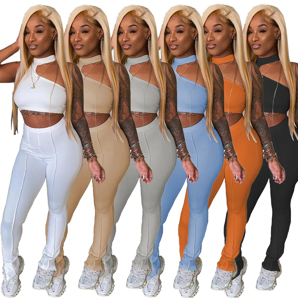  ksotutm Two Piece Outfits for Women Printed Split Top and  Bodycon High Waist Pants Suits Tracksuit Set Sweatsuits : Clothing, Shoes &  Jewelry