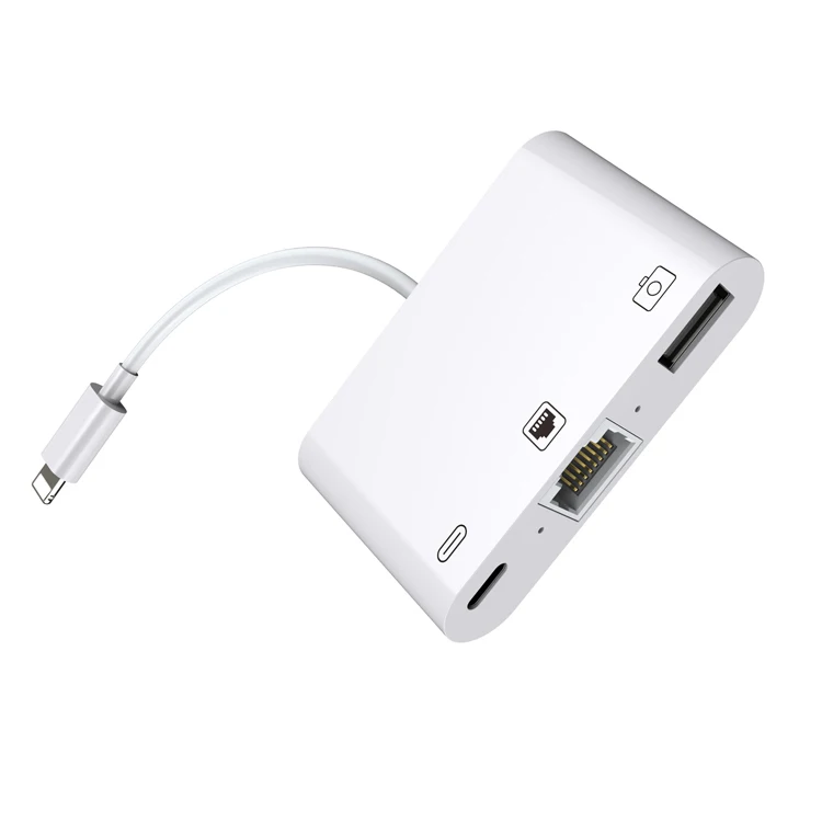 Adaptador Lightning P/ iPhone iPad Rj45 + Hdmi + Usb + Carga