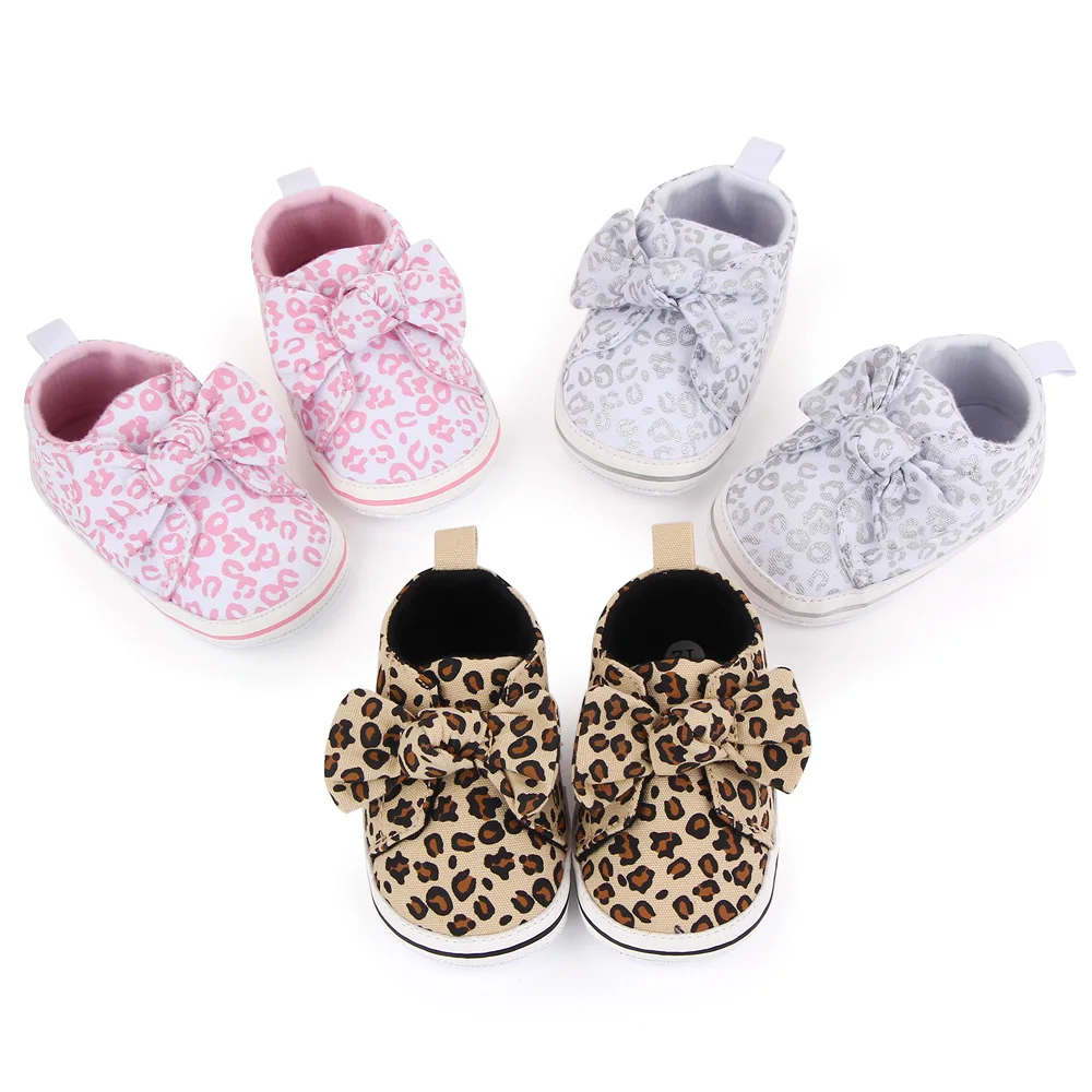 Spring and Autumn Baby Leopard First Walkers Shoes Soft Sole Canvas Sports Sneakers Toddler Loafers
