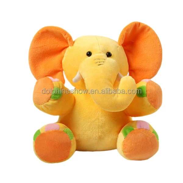 Cheap Plush and Stuffed Orange Elephant Toys with Big Ears Wholesale Cute Custom LOGO Stuffed Soft Toy Yellow Elephant Plush