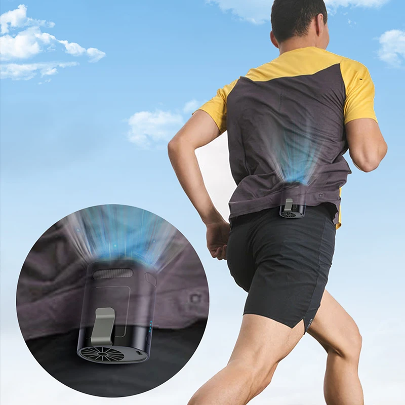 2025 Portable 3000mAh Waist Fan Turbo Strong Wind Outdoor Neck Fan Light Weight Waist Clip Fan Long Working Time