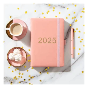 New Arrival Pink Dairy Custom logo 2026 2026 Daily Planner 365 Days Spanish English A5 PU Leather Agenda Luxury Gift with Pen