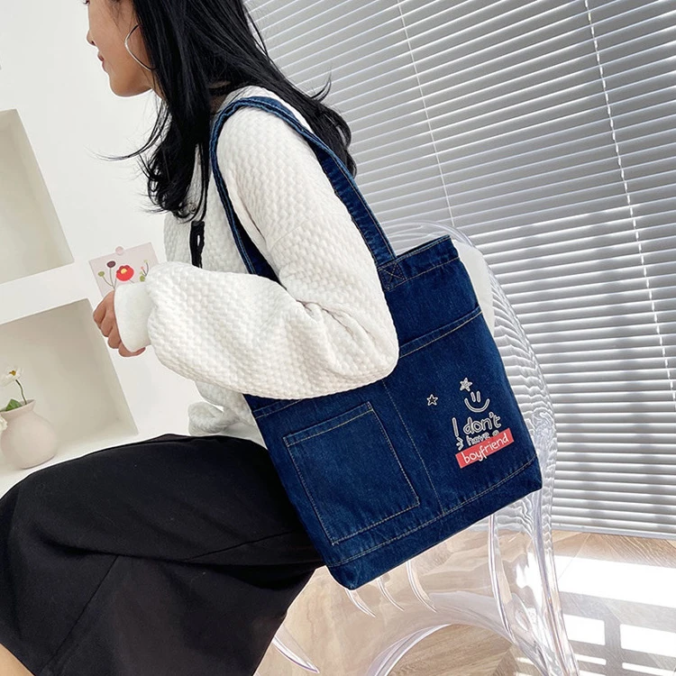 Wholesale Ladies Casual Shoulder Bag Denim Jeans Bags Women Denim Tote Bags