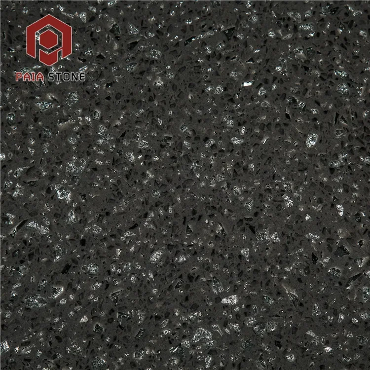 product starlight sparkle dark black quartz tile countertop-1