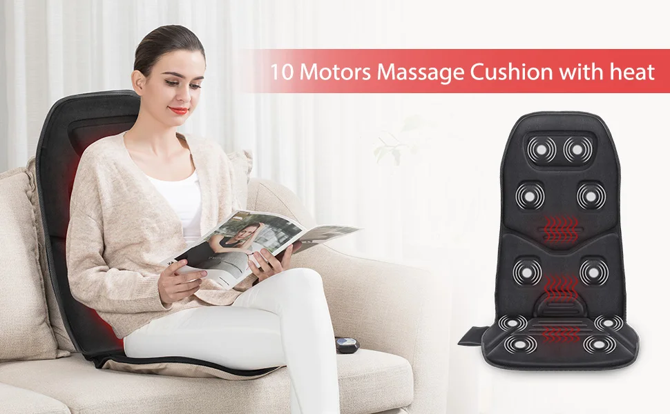 Comfier Massage Seat Cushion with Heat 10 Vibration Motors Seat Warmer Back Massager for Chair Alibaba