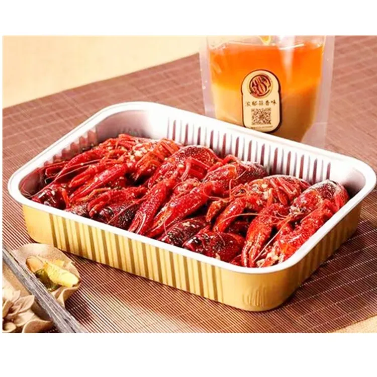 Fast Food Microwavable Oven Airline Meal Tray Takeaway Aluminum Foil Packing