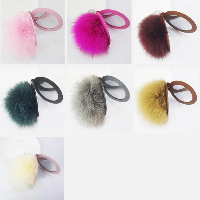Милые зеркальные декоративные подвески для сумок из натурального Лисьего волоса, брелок для автомобиля, модные украшения, подарки на вечеринку, компактный брелок для ключей