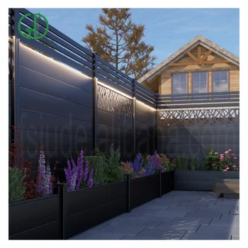 GD solar lights laser cut garden farm aluminum black metal horizontal composite fencing slats panels wire brown prices balcony