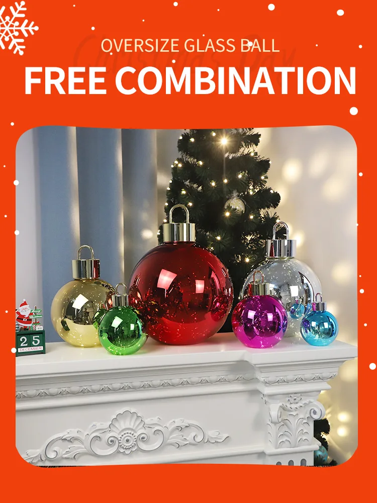 Transparent Various Sizes Ball Ornament With Snow Inside High Quality Led Lighted Shiny Christmas Decorative Home Glass Craft factory