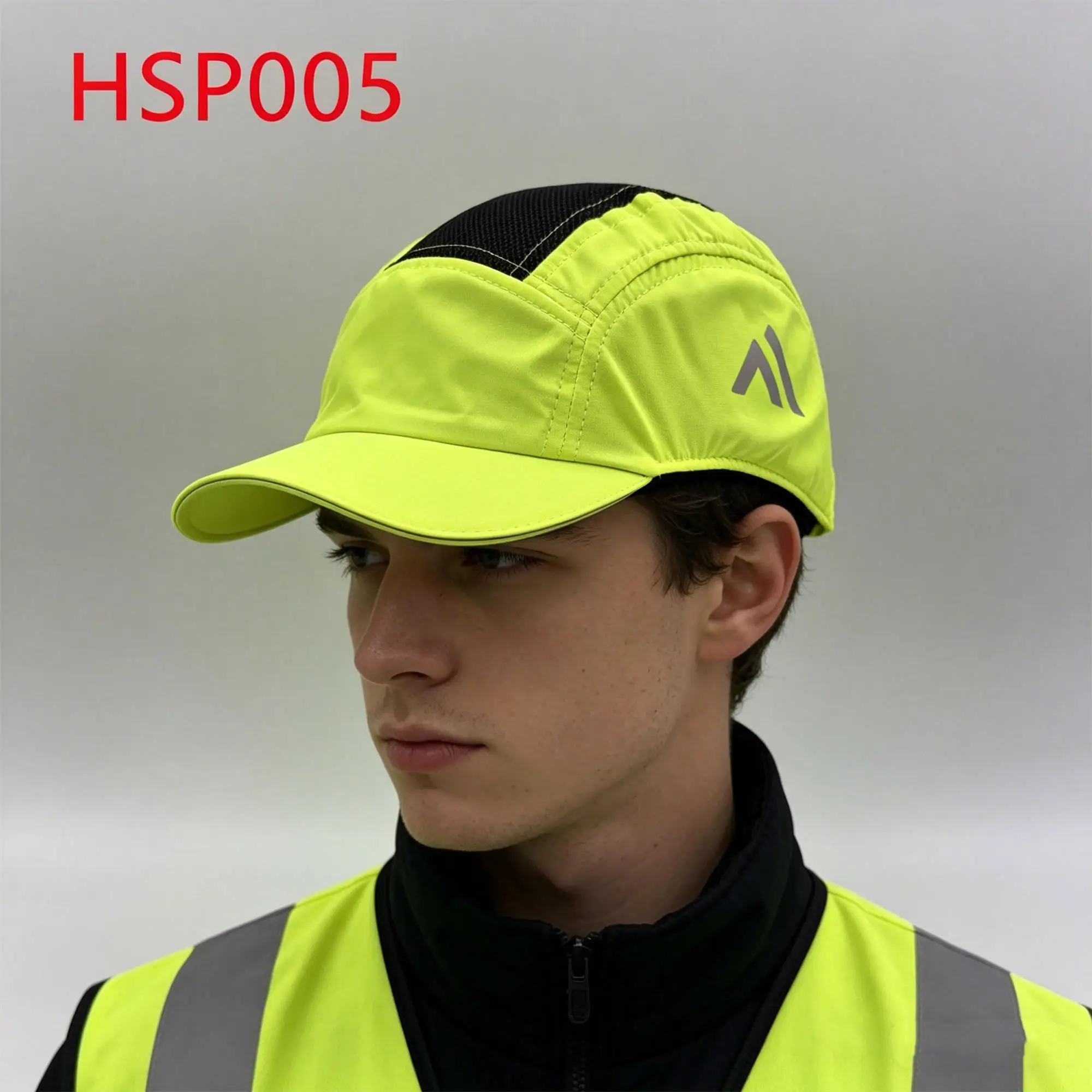 ZYF,Low Light Conditions Reflective Webbing Design Bump Caps Courier Service Low-impact Fluorescent Yellow Work Helmet HSP005