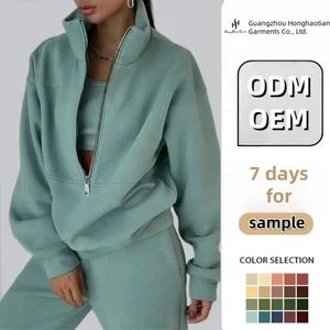 Wholesale Sweatpants and Hoodie Set Women Custom logo High Quality Winter Zip up Jogger Women Hoodie