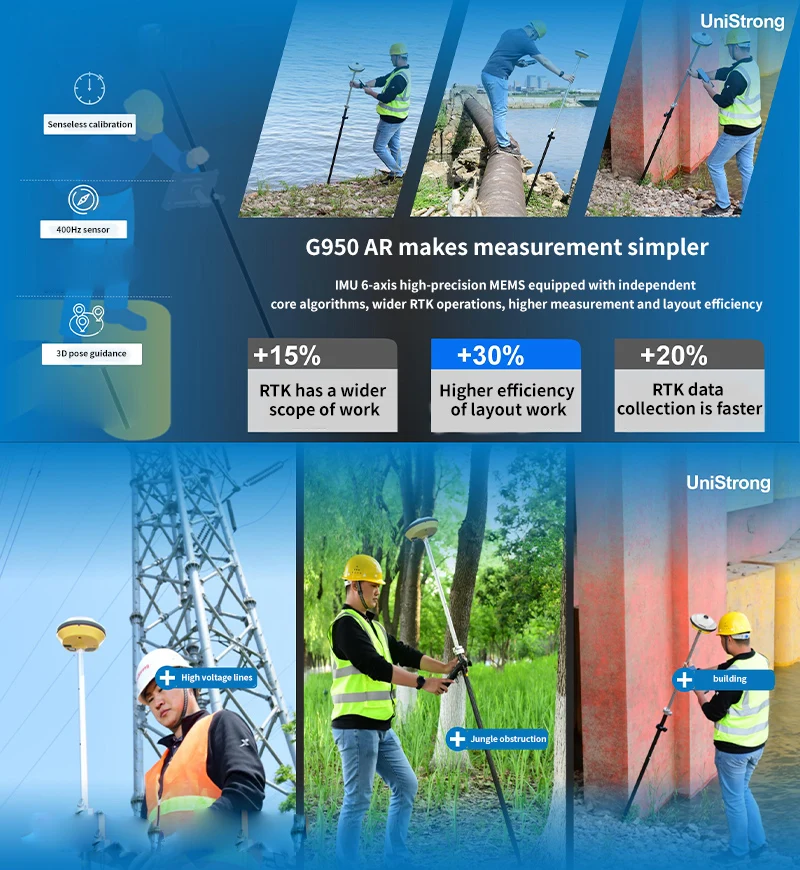 Unistrong High Performance 1408 Channels Visual layout G950 AR Rover Waterproof high-precision Signal Good RTK Gnss