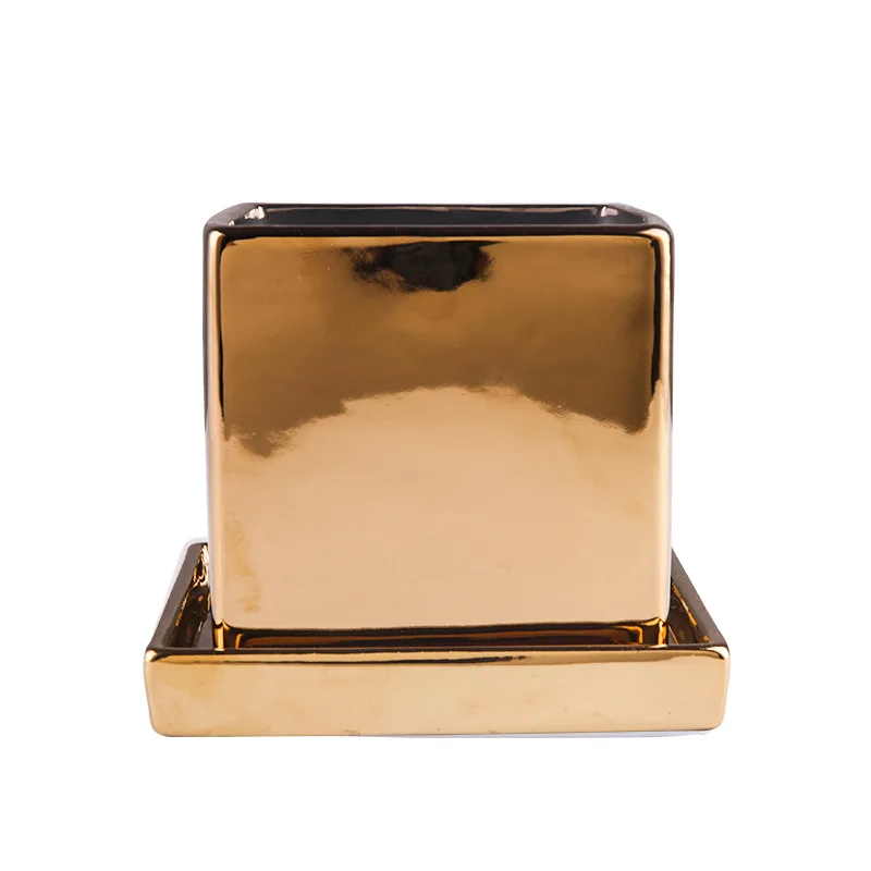 Indoor Garden Rose Gold Outdoor Large Rectangle Ceramic Succulent