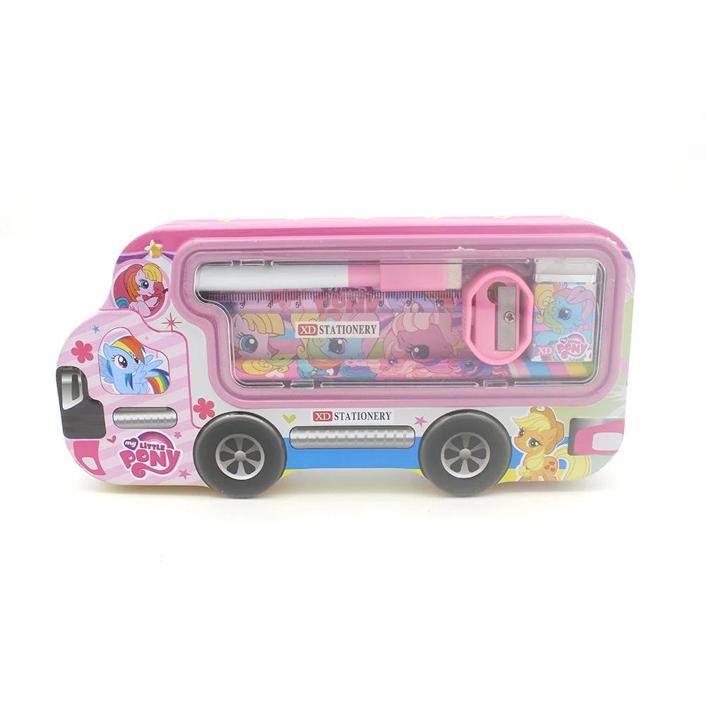 Hot Sale Customized Set Car Shape Metal Hinged Case Kids Tin Pencil Box