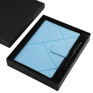 Huatong 2026 Luxury Custom A5 Diary Notebook CMYK Leather Cover Fabric with Pen Gift Set Box Hardbound Note Book and Notepad